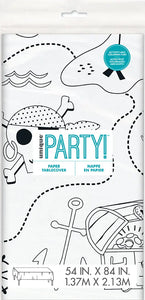 "Ahoy Pirate" Coloring Paper Table Cover - 1 Each or 12/Unit  - Party Direct