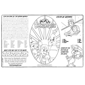 Bowlopolis Coloring Placemats - 100/Pack  - Party Direct