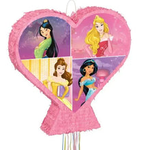 Load image into Gallery viewer, &quot;Disney Princesses&quot;, 2-Sided, Heart-Shaped, Pull-String Piñata - 1/Pack or 4/Unit Party Direct
