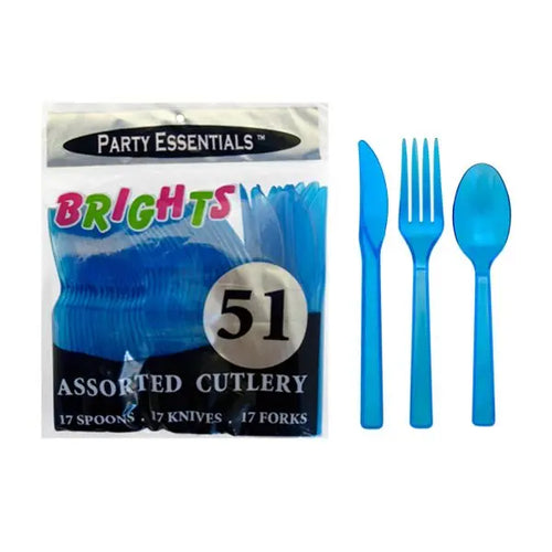 Neon Blue Cutlery  - Party Direct