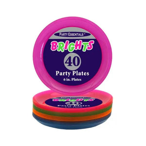 Neon Party Plates - 6" Assorted  - Party Direct