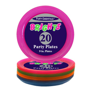 Neon Party Plates - 9" Assorted - 20/Pack or 240/Case  - Party Direct