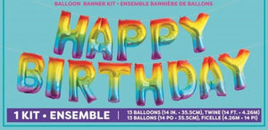 Rainbow Foil "Happy Birthday" Balloon Banner Kit - 1/Pack or 12/Unit  - Party Direct