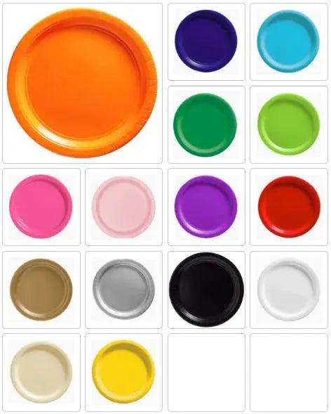 Bulk plastic disposable plates solid color