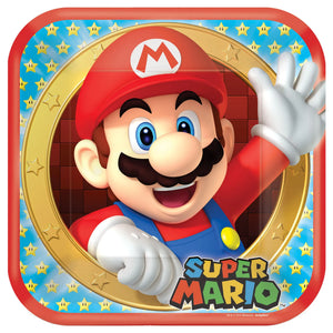 Super Mario Brothers, 9" Square Plate, 8/Pack  - Party Direct