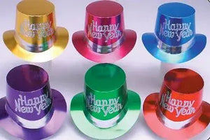Copy of Top Hats, Happy New Year, Paper, Astd Foil Colors - 25pcs/Box Party Direct