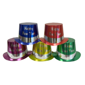 Top Hats, Happy New Year, Paper, Astd Foil Colors - 25pcs/Box