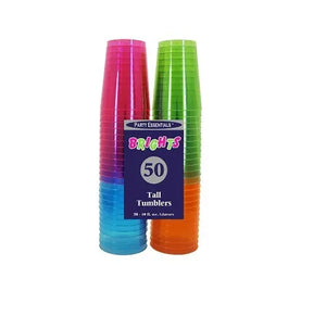 10oz Neon Cups, Plastic - 4 Assorted Colors  - Party Direct
