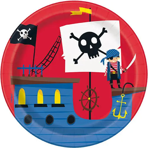 Ahoy Pirate 7in Plate - 8 Plates/Pack or 96 Plates/Unit  - Party Direct