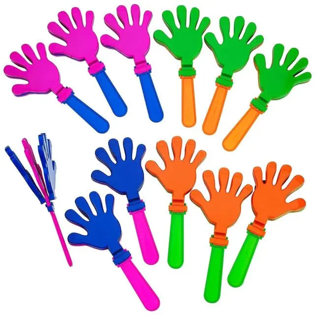7.5 Plastic Hand Clappers 12 Pack Colors Party Favors Toy Kids
