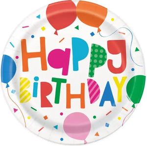Birthday Colorful Balloon 9" Plate,  Paper - 8 Plates/Pack or 240 Plates/Unit Party Direct