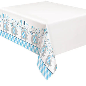 Blue "Floral Elephant" Table Cover - 1 Each  - Party Direct