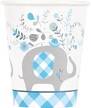 Load image into Gallery viewer, Blue Floral Elephant 9oz Cup - 8 Cups/Pack  - Party Direct
