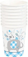 Load image into Gallery viewer, Blue Floral Elephant 9oz Cup - 8 Cups/Pack  - Party Direct
