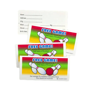 Bowling Party Free Game Coupon - 3,000/Case or 250/Pack  - Party Direct