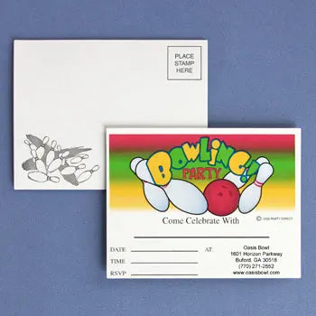 Bowling Party Postcard Invitation with Custom Imprint  - Party Direct