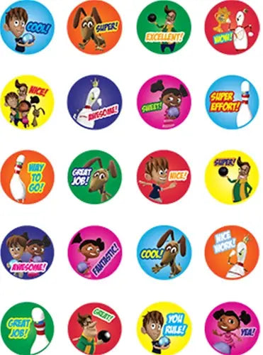 Bowlopolis Pee Wee Stickers - 200/Pack  - Party Direct