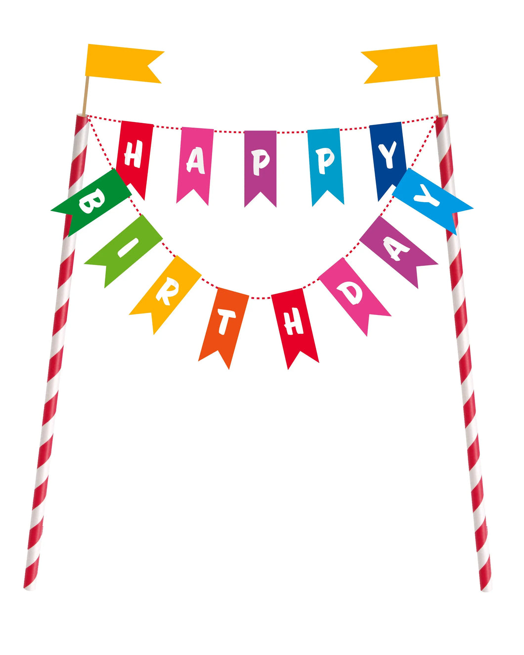 Bunting Cake Topper - 1 Each or 1 Unit (12 toppers)  - Party Direct