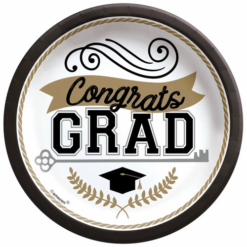 Congrats Grad 7in Plate - 50/Pack or 300/Unit  - Party Direct