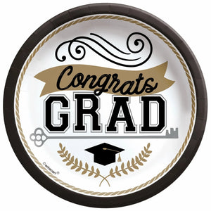 Congrats Grad 7in Plate - 50 Plates/Pack  - Party Direct