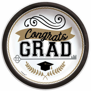 Congrats Grad 9in Plate - 50/Pack or 300/Unit  - Party Direct
