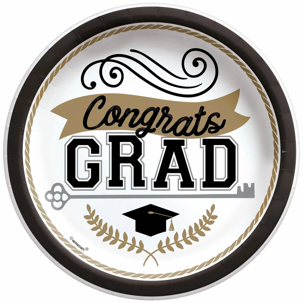 Congrats Grad 9in Plate - 50 Plates/Pack  - Party Direct