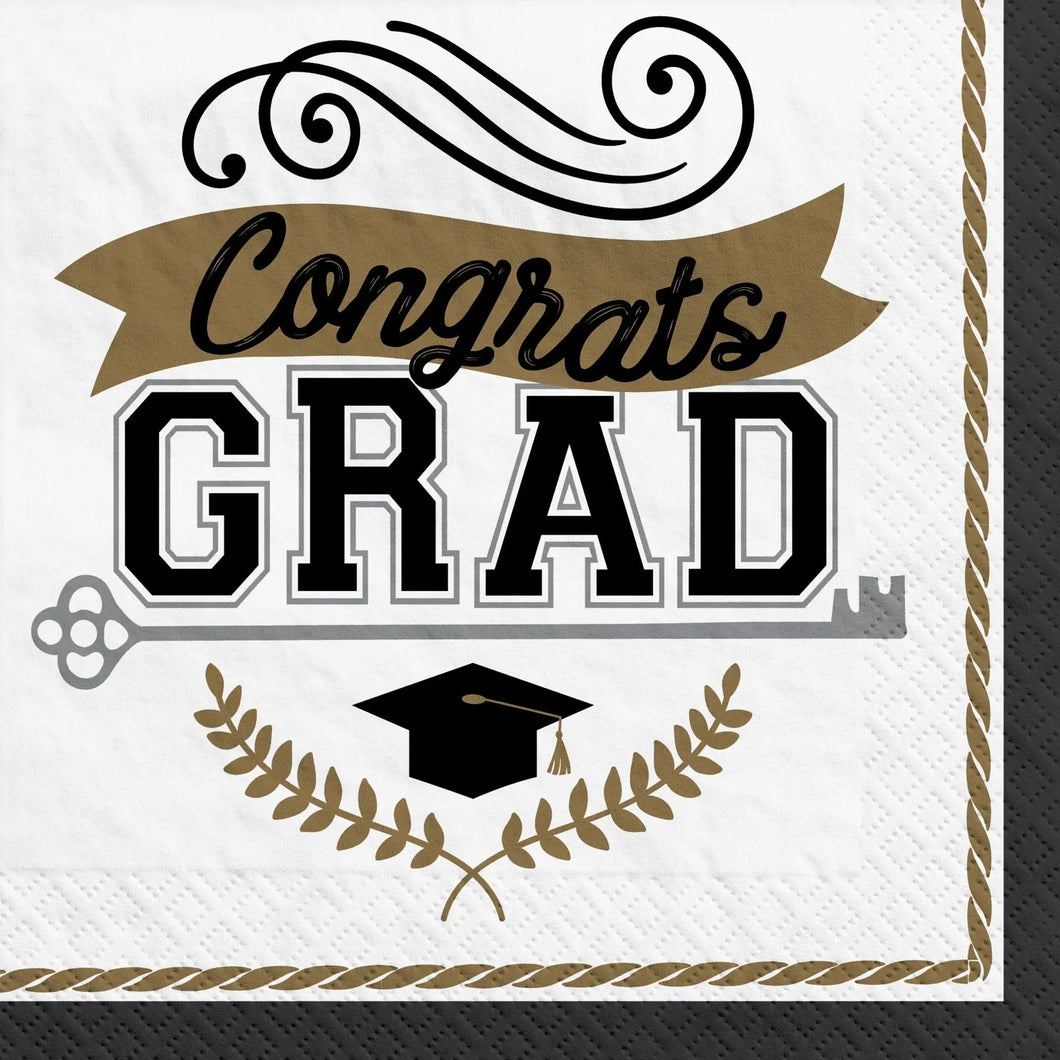 Congrats Grad Luncheon Napkins - 100/Pack or 600/Unit  - Party Direct