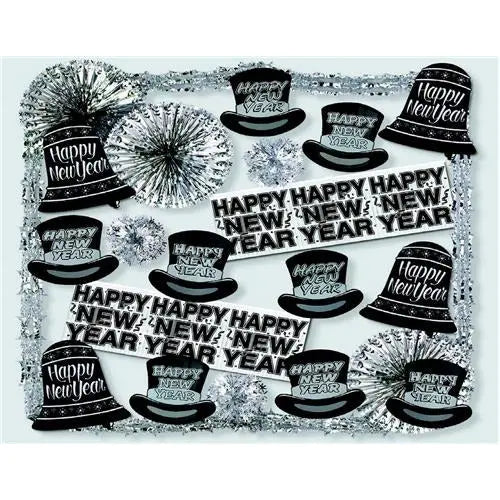 Decorating Kit, New Year, Shimmery Metallic Silver  - Party Direct