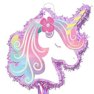 Enchanted Unicorn Pull-String Piñata - 1 Each or 4/Unit Party Direct