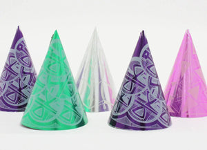 Foil Party Cone Hats, Assorted Colors - 5/Pack  - Party Direct