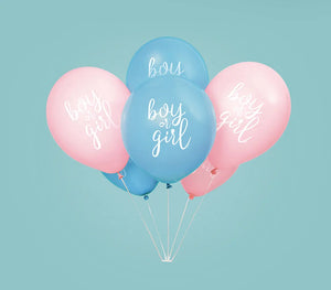 Gender Reveal "Boy or Girl" 12" Balloons, Pink & Blue - 8/Pack or 12Pks/Unit  - Party Direct