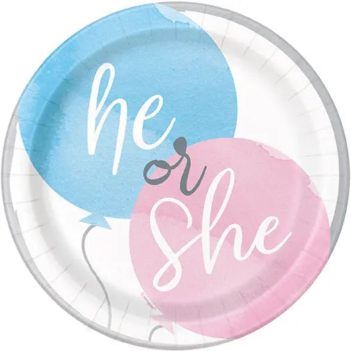 Gender Reveal 7in plate - 10 Plates/Pack  - Party Direct