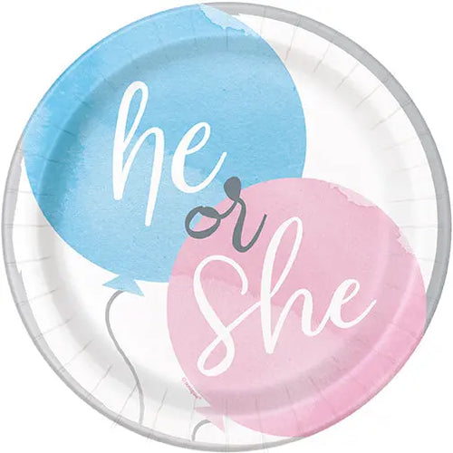 Gender Reveal 7in plate - 10 Plates/Pack or 120 Plates/Unit  - Party Direct