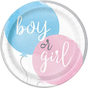 Gender Reveal 9in Plate - 8 Plates/Pack or 96 Plates/Unit  - Party Direct