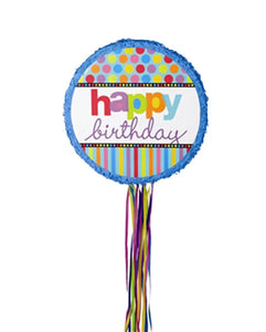 Happy Birthday Pull-String Piñata - 1 Each  - Party Direct