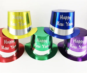 Happy New Year Foil Top Hat  - Party Direct
