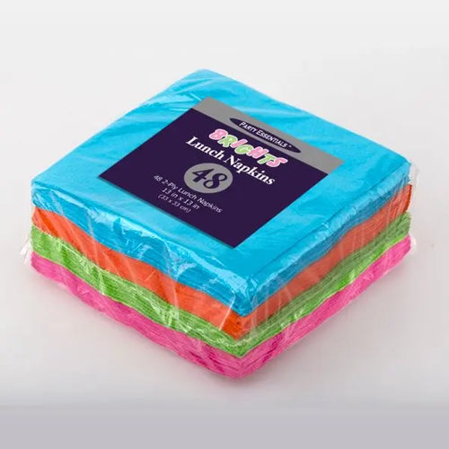 Lunch Napkins - Assorted Neon Colors  - Party Direct