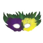 Mardi Gras Feather Mask with string - 12/Pack  - Party Direct