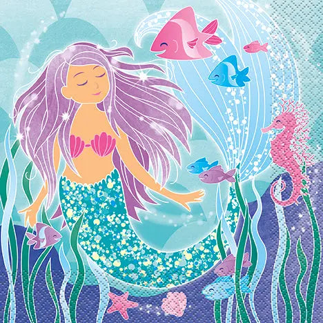 Mermaid Luncheon Napkin - 16/Pack or 192/Unit  - Party Direct