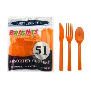 Neon Orange Cutlery  - Party Direct