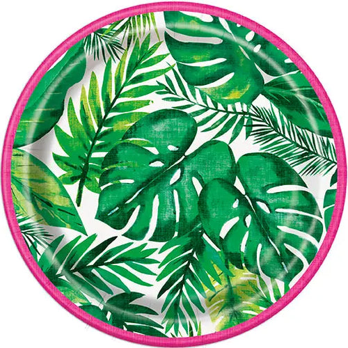 Palm Tropical Luau 7in Plate - 8 Plates/Pack  - Party Direct