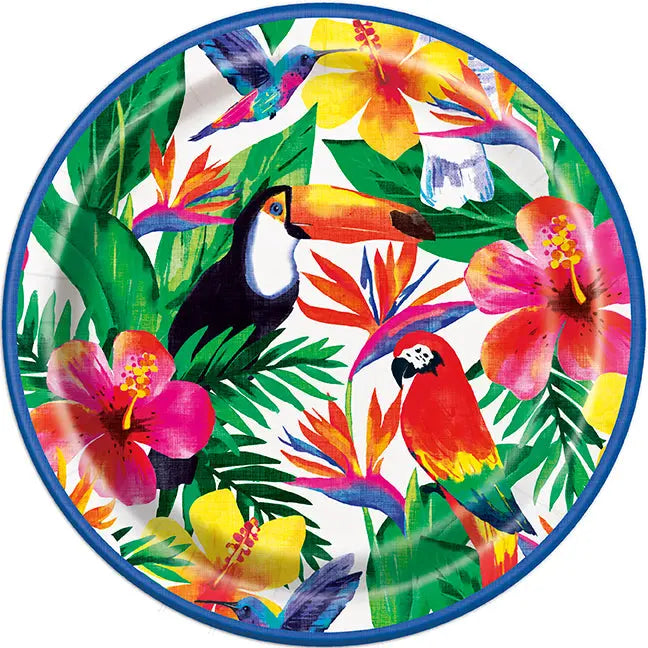 Palm Tropical Luau 9in Plate - 8 Plates/Pack or 96 Plates/Unit  - Party Direct