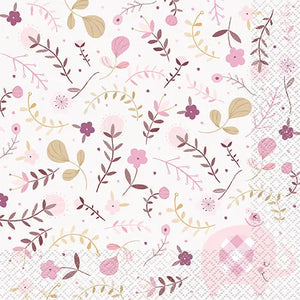 Pink Floral Elephant Luncheon Napkin - 16 Napkins/Pack or 192 Napkins/Unit  - Party Direct