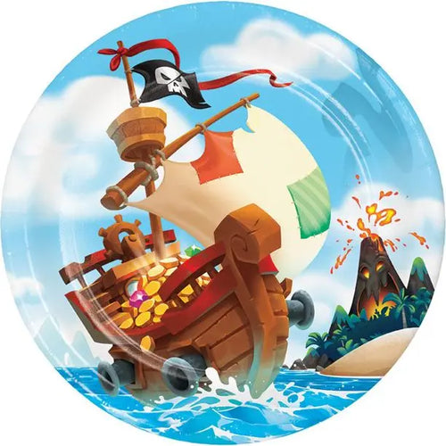 Pirate Treasure 9in Plate - 8 Plates/Pack or 96 Plates/Unit Party Direct