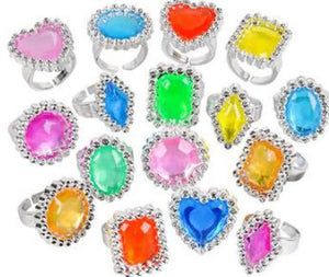 Plastic Jeweled Rings, Assorted  - Party Direct