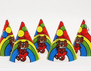 Rainbow Bear Party Hats - 5 Hats/Pack  - Party Direct
