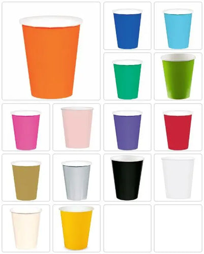 Solid Color Cups, 9oz, Paper - 20/Pack or 120/Case Party Direct