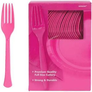 Solid Color Plastic Forks - 100/Pack or 600/Case  - Party Direct