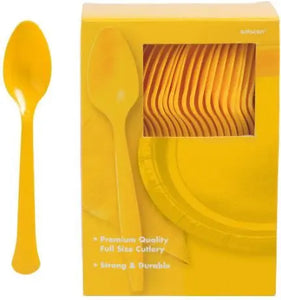 Solid Color Plastic Spoons - 100/Pack or 600/Case  - Party Direct