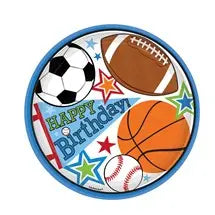 Sports Birthday 7in Plate - 8 Plates/Pack or 144 Plates/Case Party Direct